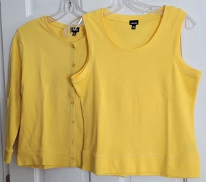 Cardigan e canottiere donna Rafaella in maglia manica 3/4 2 pezzi. Giallo Taglia Media - Foto 1 di 6