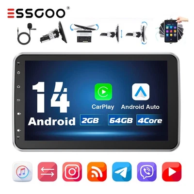 1 DIN 10.1" Autorradio Android 14 CarPlay BT GPS NAV RDS 64G Pantalla giratoria - Imagen 1 de 4