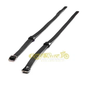 Pair Leather Straps BLACK for luggage racks universal motorcycle bags - Picture 1 of 2
