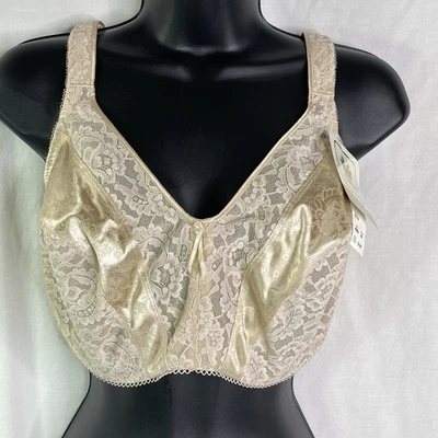 Wacoal 40DDD Slimline Mimimizer Underwire Bra 85150 Nude Lace Satin Vintage NEW - Image 1 of 4