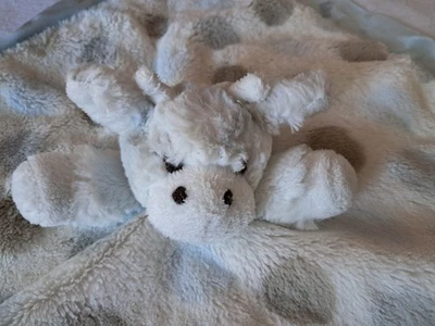 Manta de seguridad Little Giraffe Baby Lovey azul gris lunares azul satinado Foto 1 de 4