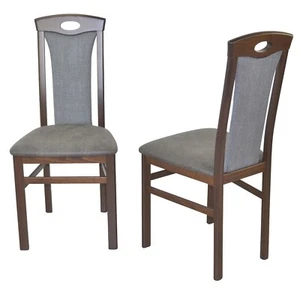 2 x Esszimmerstühle massivholz nussbaum Kunstleder/Stoff anthrazit Stuhlset NEU - Bild 1 von 3