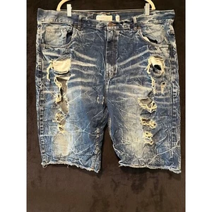 Evolution In Design Denim Shorts Distressed Ripped Blue Jean Mens Size 48 - Picture 1 of 8