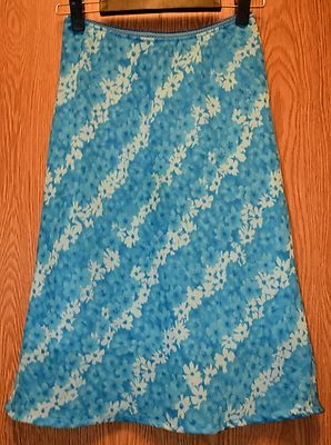 Womens Blue Floral Pierre Cardin Flat Front Lined Skirt Size Small Medium Petite - Image 1 of 2
