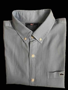 VINEYARD VINES Slim Fit Tucker Hemd Button Down Blau Herren M Baumwolle Seidenmischung - Bild 1 von 6