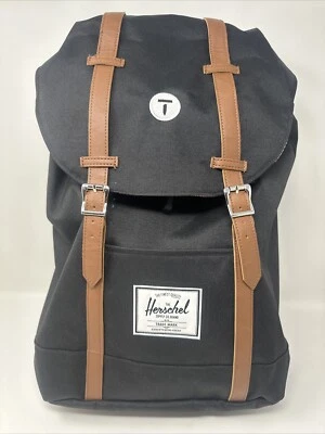 Mochila Herschel Bordada Retiro Negra Clásica 17 en 19.5L Nueva Con Etiquetas Foto 1 de 4