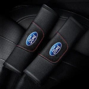 2PCS Car Seat Belt Cover Shoulder Protector Cushion Pad Leather for Ford - Picture 1 of 5