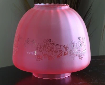 Victorian Style RED CRANBERRYGlass BEEHIVE Oil Lamp Shade With Floral Motif