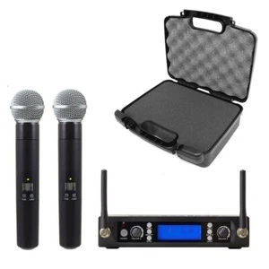 Dual Handheld UHF Wireless Cordless Microphone Mike System with Carrying Case - Picture 1 of 3