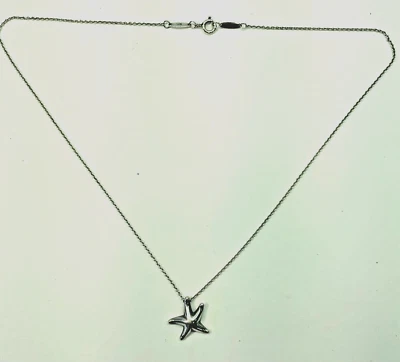 Colgante estrella de mar Tiffany & Co. de plata esterlina de 5/8" con collar de cadena de 16" Foto 1 de 4