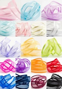 Organza Ribbon Satin Edge Sheer 19 Colours - 10mm 15mm 25mm 38mm Cut Lengths - Picture 1 of 20