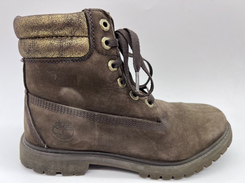 Stivali Timberland Waterville donna US 7 marrone scuro polsino oro glitter A1R2I A2817