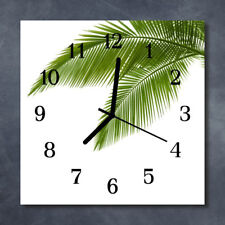 Tulup Glass Wall Clock Kitchen Clocks 30x30 cm Palm Leaves Green