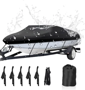 Trailerable Boat Cover Waterproof Heavy Duty Marine Grade Polyester Canvas Fits - Picture 1 of 12