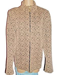 JM COLLECTION JACKET LEOPARD PRINT SIZE LARGE Side Slash Pockets-Zipper closure - Picture 1 of 5