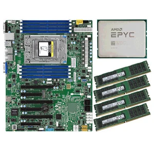 7401P CPU AMD EPYC 24 Cores + Supermicro H11SSL-i Motherboard +4x 32GB 2133P RAM - Picture 1 of 11