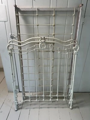 Antique Painted Metal Iron Crib - Image 1 of 4