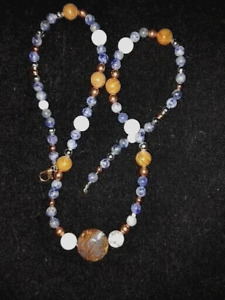 25" Long Pietersite Blue Spot Jaspers Gemstones New Men's Necklaces Unisex Adult