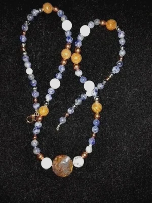 Nuevos collares para hombre unisex adulto 25" largo Pietersite azul mancha jaspes piedras preciosas Foto 1 de 4