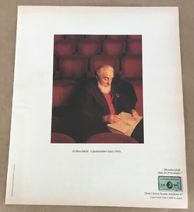 Al Hirschfeld 1989 Print ad large promo retro 1980s American Express credit card