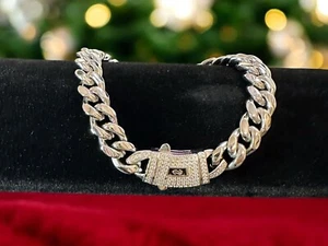 Silver 10MM Stainless Steel Real Miami Hip Hop Cuban Link Chain Bracelet 9in - Picture 1 of 14
