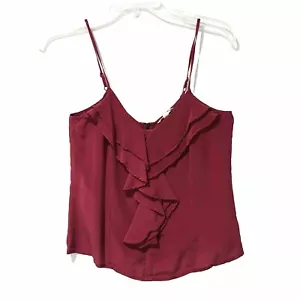 Silence + Noise Size S 100% Silk Camisole Tank Top Pure Red Strappy Back Zip - Picture 1 of 9