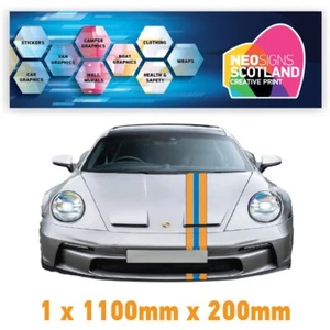 Gulf Racing 200mm Bonnet Stripe For Porsche Le mans universal sticker GU1.1x1A - Picture 1 of 1