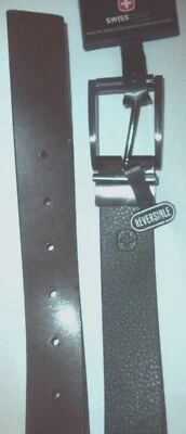 Cinturón reversible de cuero genuino con logotipo del ejército suizo talla 36-40 estilo SG020 Foto 1 de 4