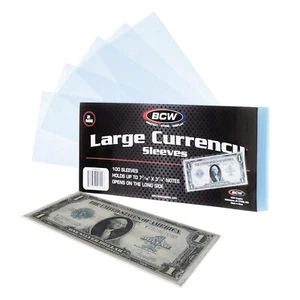 200 protezioni maniche per banconote valuta USA grandi dimensioni BCW portabanconote ultra sottili - Foto 1 di 6