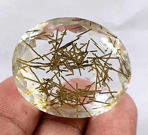 Superb 90-93Ct Golden Rutilated Quartz Oval Cut EGL Certified Loose Gemstone - Picture 1 of 5