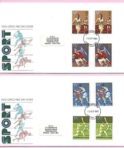 POST OFFICE 1980 Pair FDC's - SPORT - Gutter Pairs - Fdi LONDON WC - Picture 1 of 2