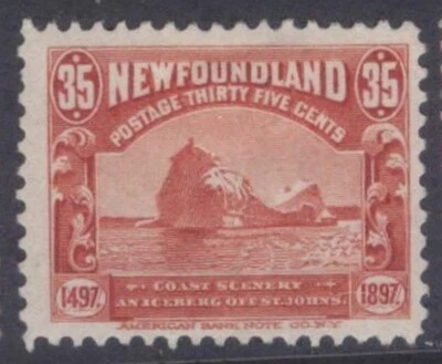 NEWFOUNDLAND 73 35c RED 1897 CABOT ISSUE ICEBURG OFF ST JOHNS MPH (#15) CV$120  - Image 1 of 2