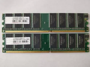2) pieces Transcend 1G DDR400 RAM DIMM CL3 PC3200 400MHz 184Pin Desktop memory - Picture 1 of 2