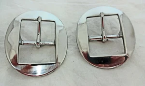 Paar Edelstahl Oval Wagen Schnallen Pferd Tack Gürtel Hardware Uptugs Western - Bild 1 von 2