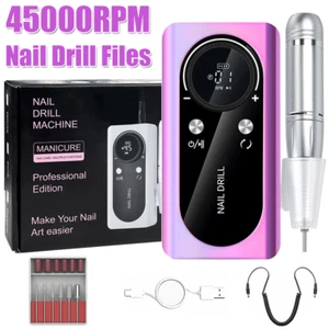 Taladro de uñas eléctrico recargable de 45000 RPM portátil manicura pedicura conjunto - Imagen 1 de 15