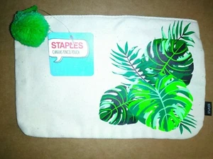 Staples Reißverschluss Beige Canvas Make-up Federtasche Etui Brieftasche 9" Neu mit Etikett  - Bild 1 von 2