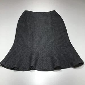 Ann Taylor Skirt Womens Size 6 Gray Chevron Lined Wool Blend Trumpet Side Zip - Picture 1 of 12