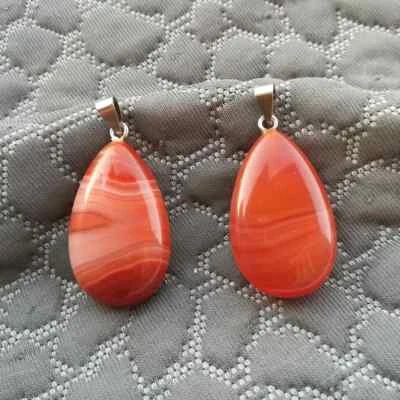 CIONDOLO AGATA STRIATA GOCCIA E ARGENTO 925 CIONDOLI DAINTY BAIL PIETRA NATURALE - Immagine 1 di 4