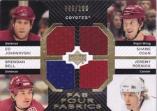 07-08 Upper Deck Jeremy Roenick Jovanovski Doan Bell /100 Jersey Fab Four 2007