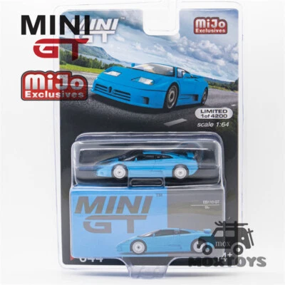 MINI GT 1:64 EB110 GT Blue Bugatti LHD Diecast Model Car - Image 1 of 2