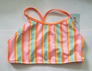 Cat & Jack Girls Multicolor Neon Striped Bikini Top, Large (10/12) - Picture 1 of 2