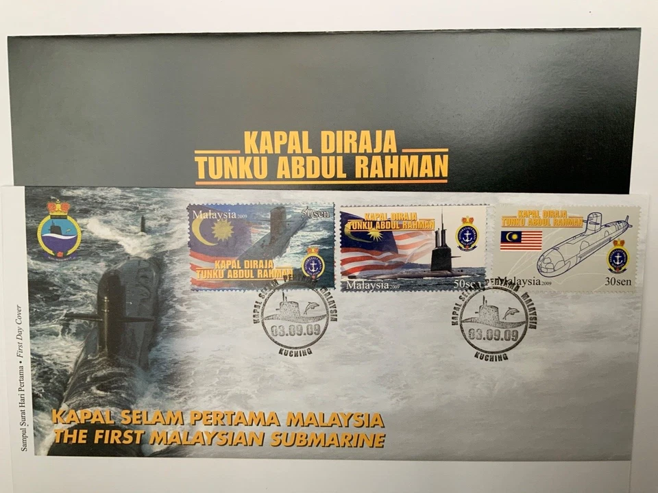Malasia 2009 primer submarino malasio FDC con inserto Foto 1 de 1