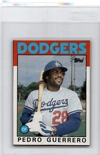 1986 Topps Hand Cut Box Bottom  Pedro Guerrero