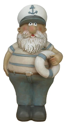 Maritime Deko Figur Kapitän mit Rettungsring Seemann Höhe 16cm (6321) - Bild 1 von 4