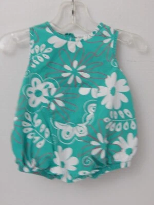 Miniwear * Aqua Tropical Print One Piece Romper *  0 - 3 Mo - Image 1 of 4