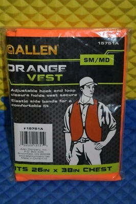 Allen Blaze Orange Safety Vest Fits 26" x 38" Chest SM/MD 15751A - Image 1 of 2