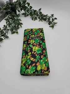 Vtg 70's Family Photo Album 96 Pics Green Satin Floral Fold Out 8 Pages MIJ - Picture 1 of 7