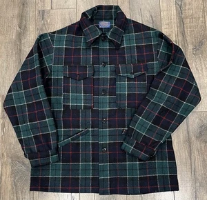 Vintage 70s Pendleton Wool Mackinaw Cruiser Button Plaid Jacket Large USA Made - Picture 1 of 7