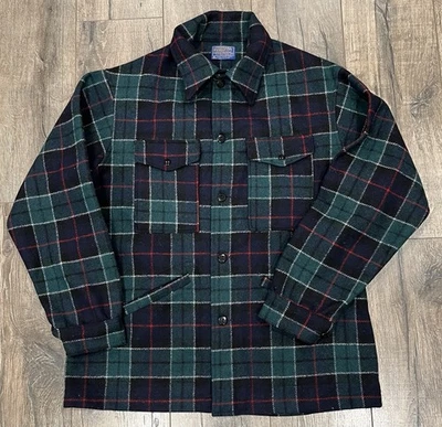 Vintage 70s Pendleton Wool Mackinaw Cruiser Button Plaid Jacket Large USA Made - Image 1 of 4