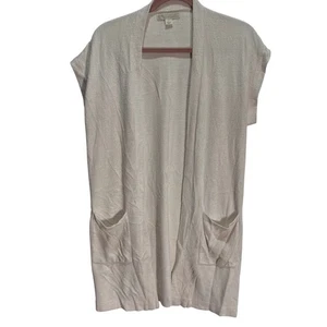 Barefoot Dreams Cream Cozychic Ultra Lite Knit Duster Cardigan Woman Small - Picture 1 of 6